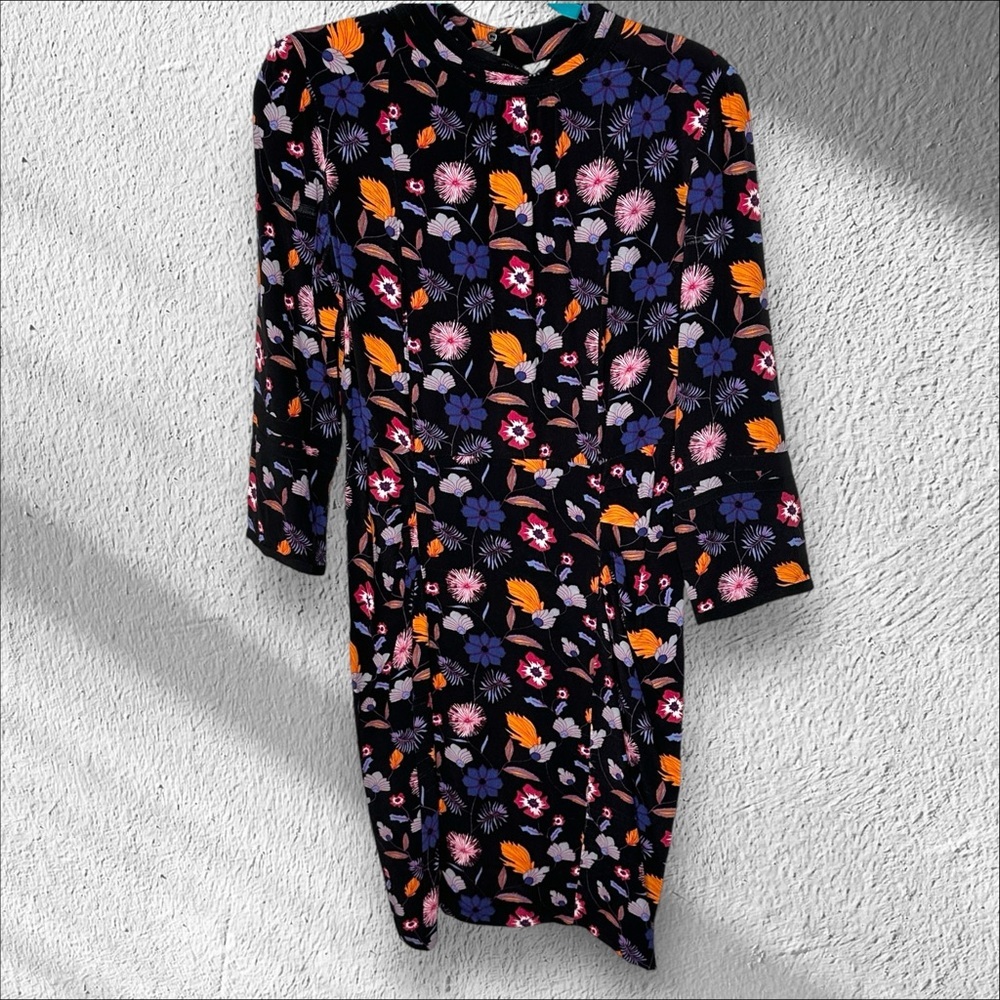ba&sh Floral Mini Dress - Black, Purple, Orange